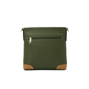 EVIE LEATHER CROSS BODY BAG- 2 TONE - OLIVE/TAN