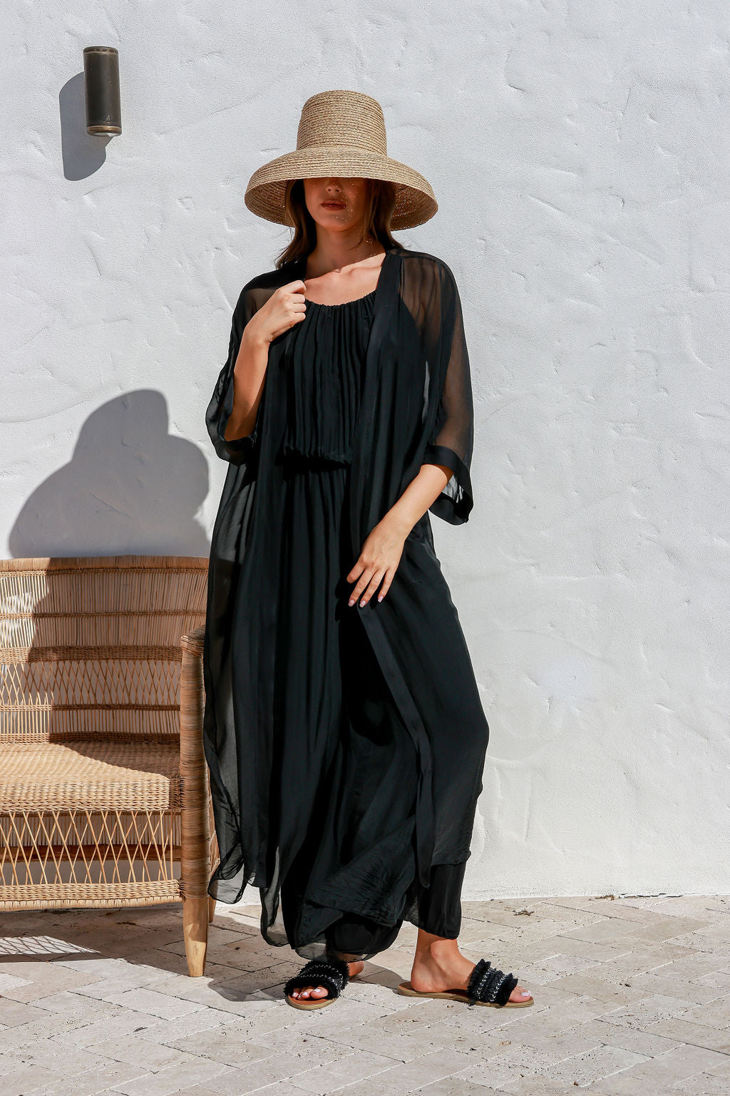 Electra Silk Kimono - Black