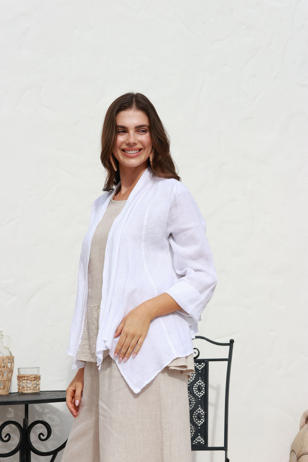 Gilda Linen Jacket - White