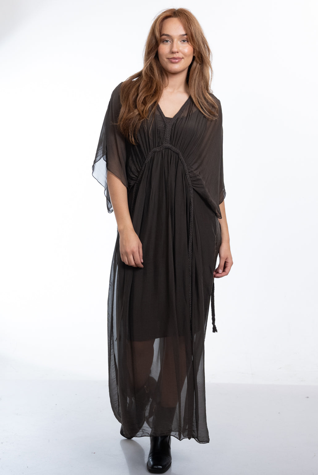 Greta Silk Kaftan - Chocolate