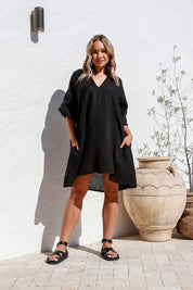 Felice Linen Dress - Black