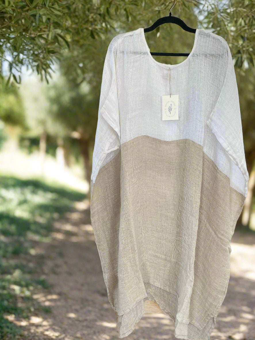 Tertenia Dress - Natural & White Mesh