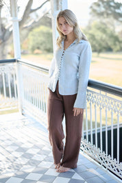 Tailored Linen Pants - Chocolate