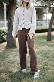 Tailored Linen Pants - Chocolate