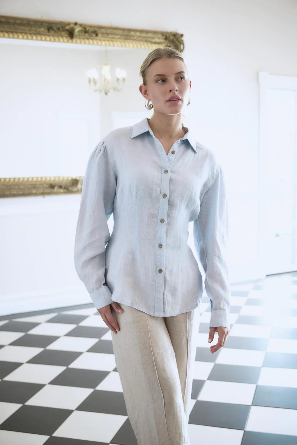 Copenhagen Linen Blouse - Soft Blue