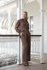 Tailored Linen Pants - Chocolate