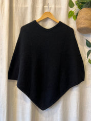 Possum/Merino Poncho - Black