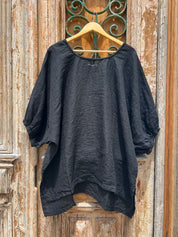 Olbia Top - Black Linen