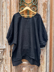 Olbia Top - Black Linen