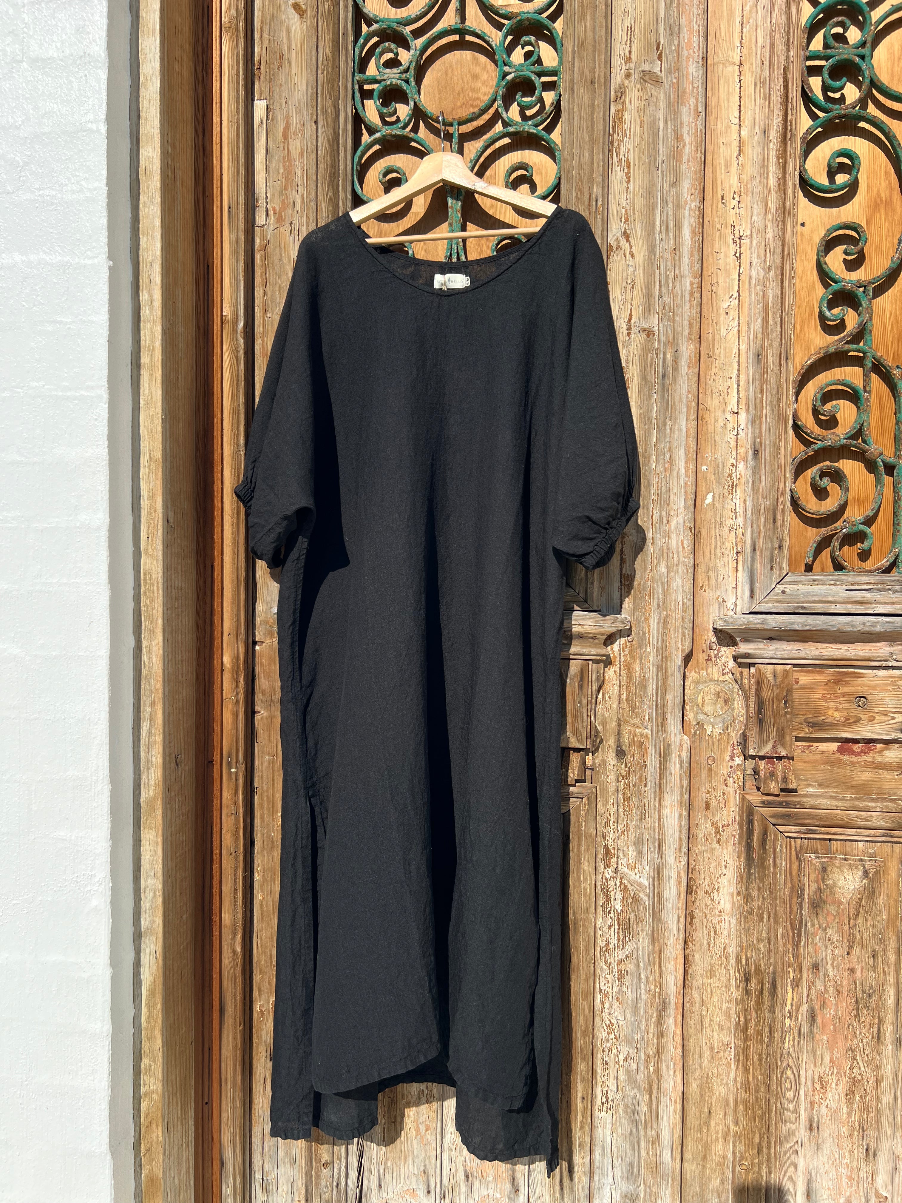 Sassari Dress - Black Linen