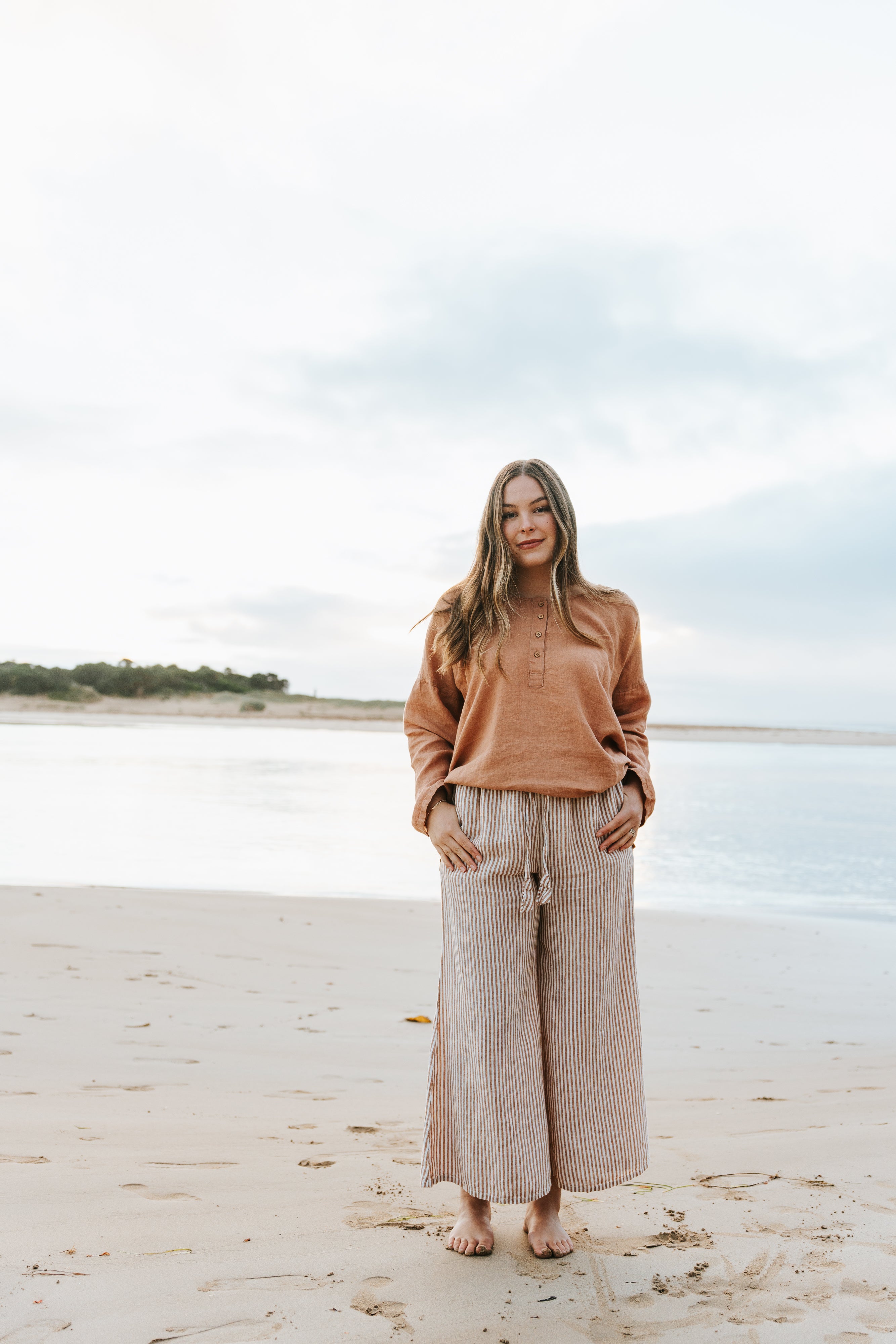 Alghero Pants - Rust Stripe Linen