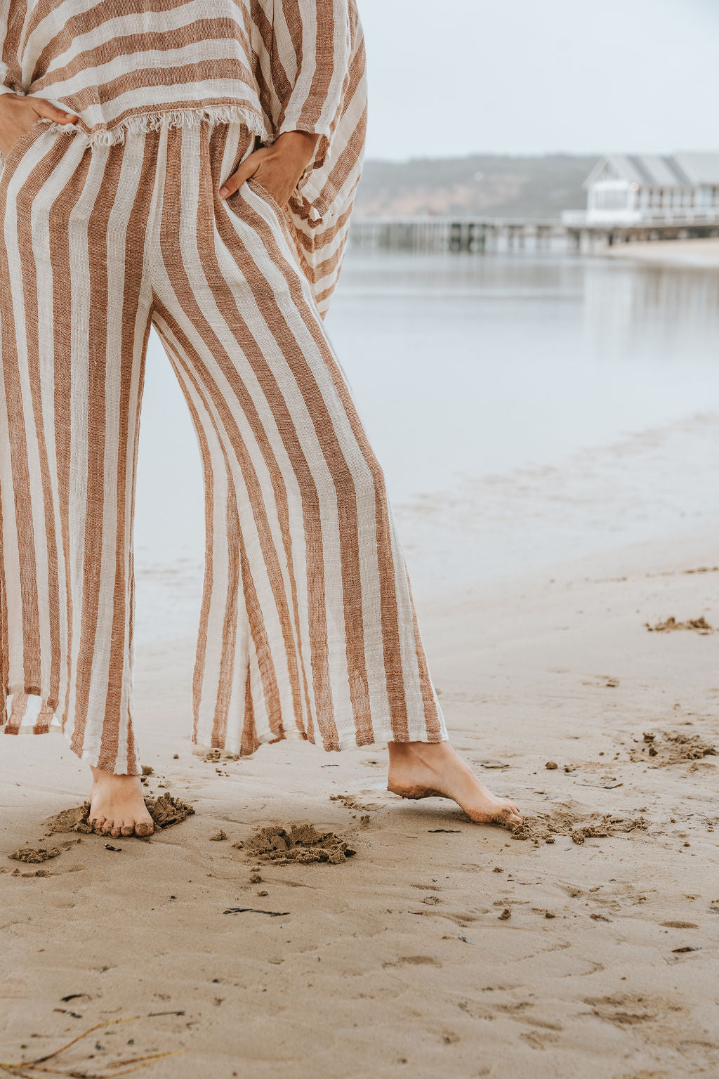 Alghero Pants - Rust Thin Stripe Mesh