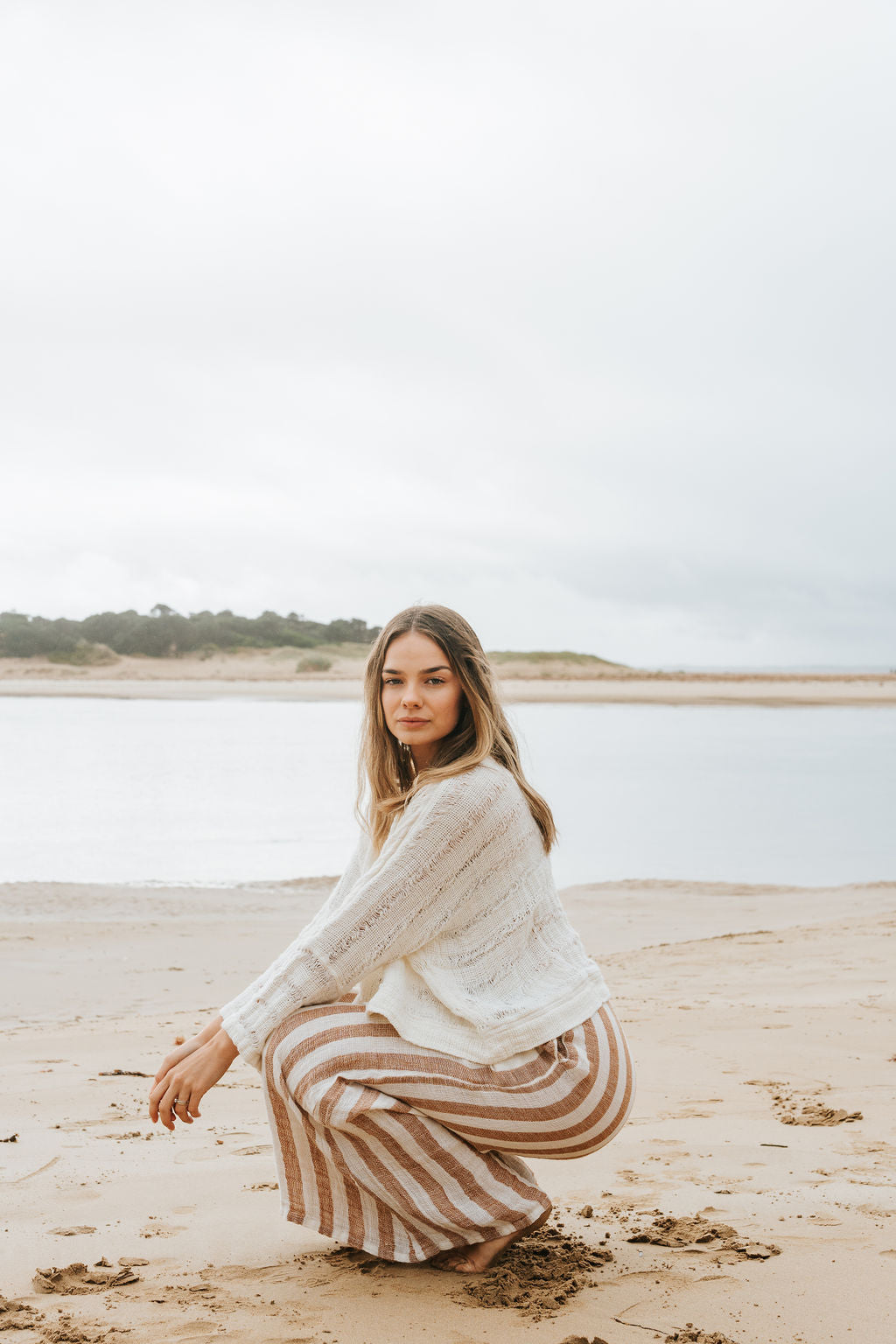 Alghero Pants - Rust Thin Stripe Mesh