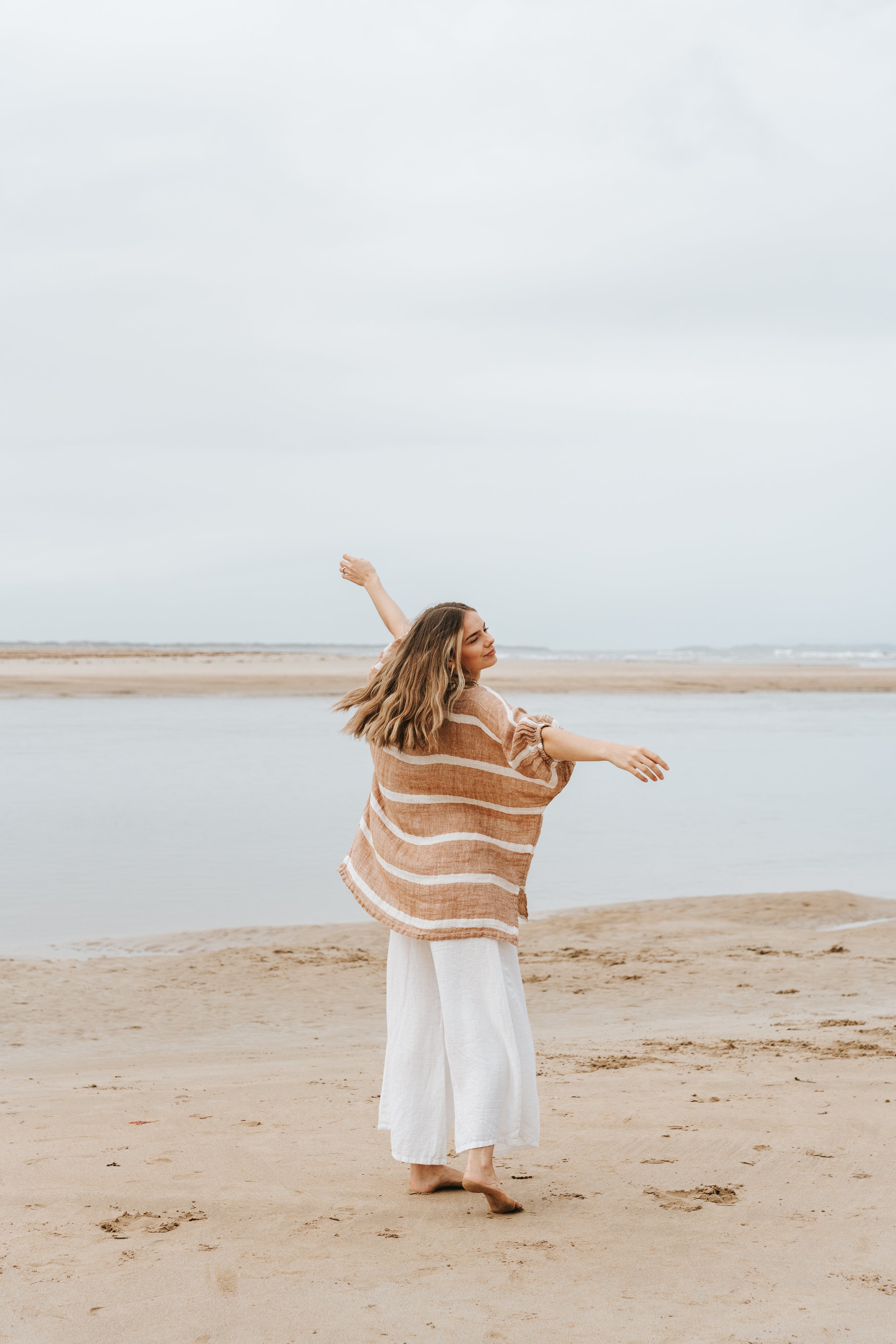 Olbia Top - Rust Wide Stripe Mesh