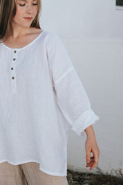 Moneta Top - White Linen