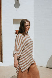 Olbia Top - Rust Stripe Mesh