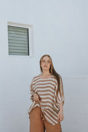 Olbia Top - Rust Stripe Mesh