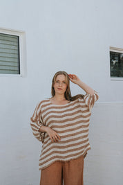 Olbia Top - Rust Stripe Mesh