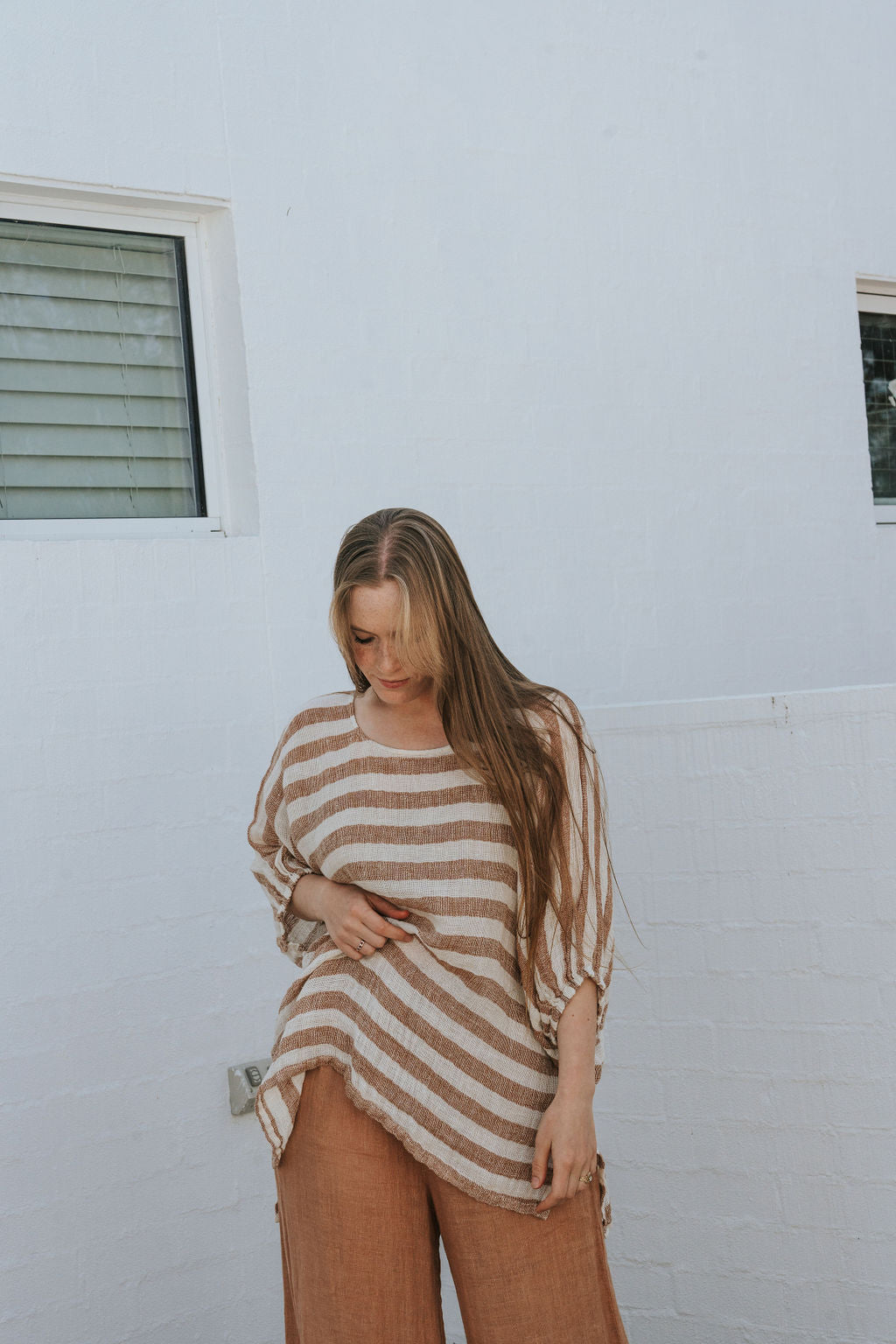 Olbia Top - Rust Stripe Mesh