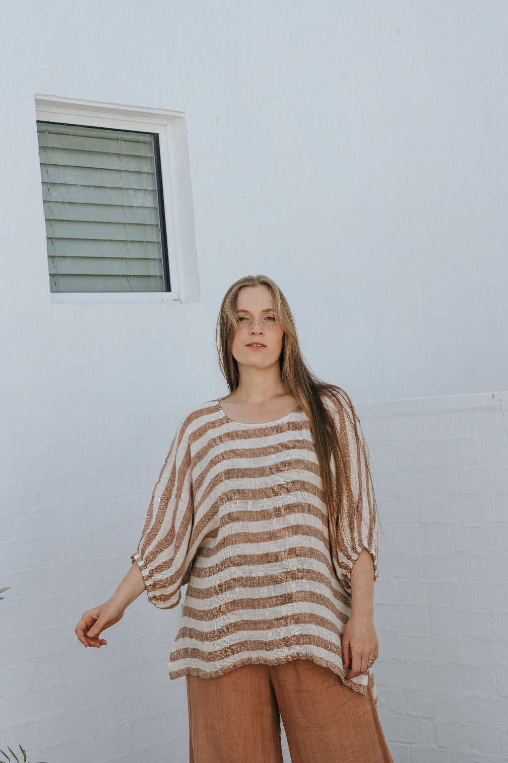 Olbia Top - Rust Stripe Mesh