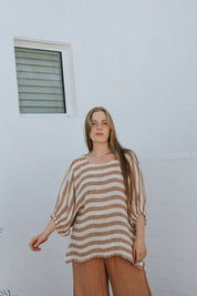 Olbia Top - Rust Stripe Mesh