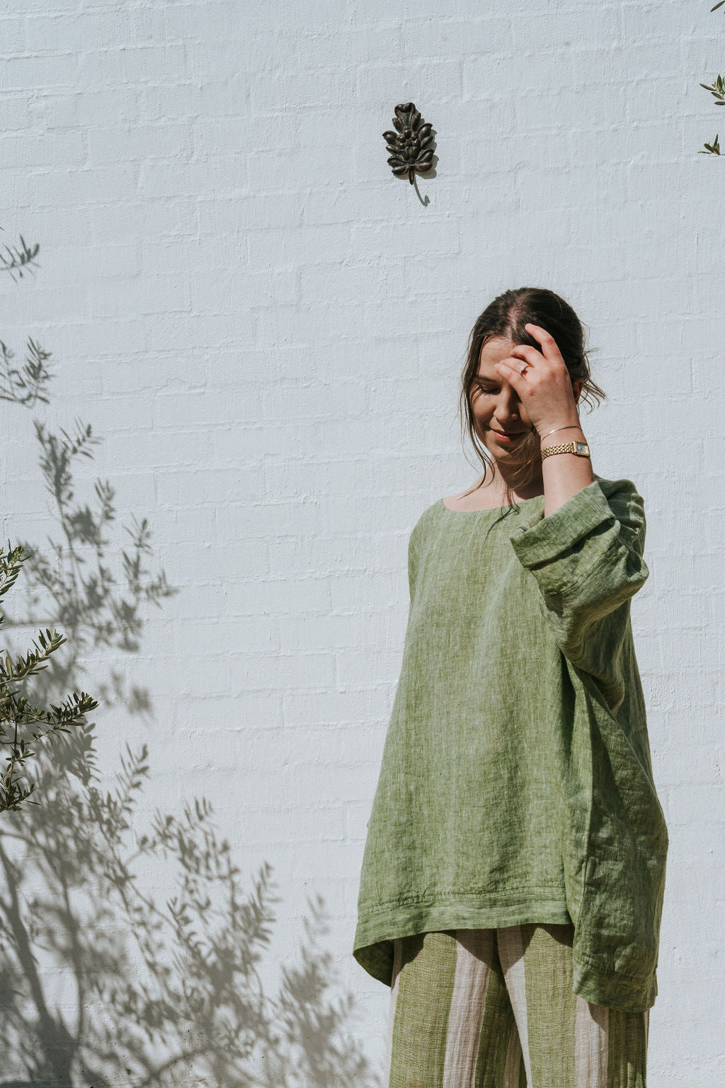 Ottana Top - Chambray Green Linen