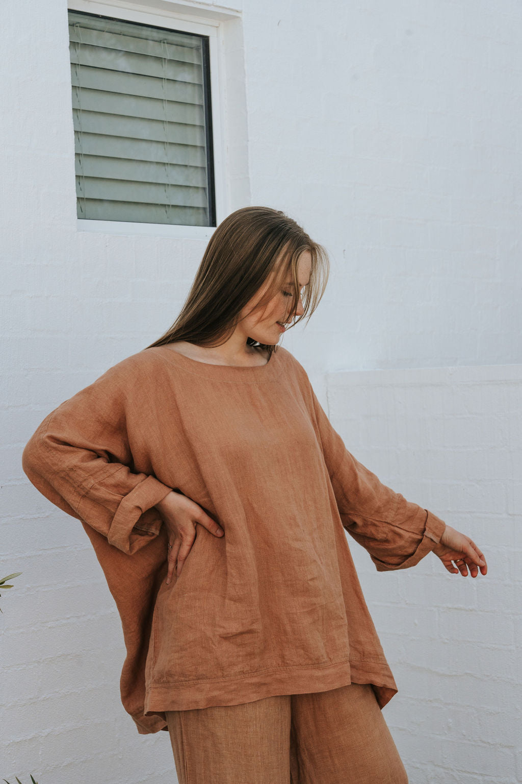 Ottana Top - Clay Linen