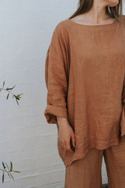 Ottana Top - Clay Linen