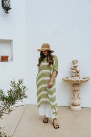 Tertenia Dress - Green White Natural Mesh