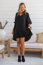 Felice Linen Dress - Black