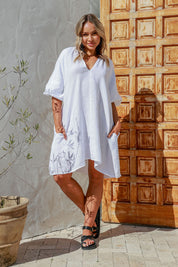 Felice Linen Dress - White