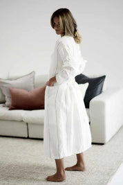 Carter Linen Robe - White