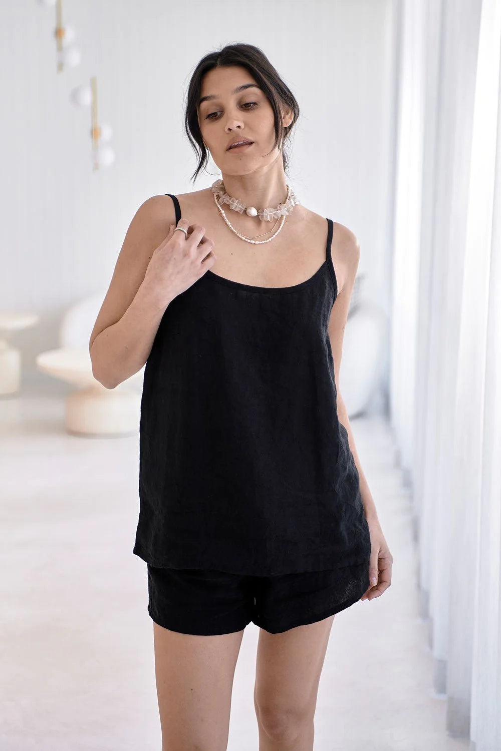 Fundamental Linen Cami - Black