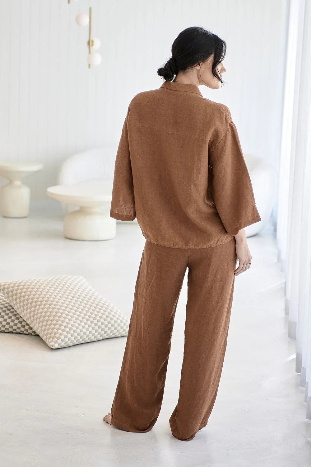 Wide Leg Linen Pant - Nutmeg