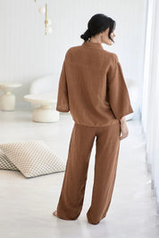 Wide Leg Linen Pant - Nutmeg