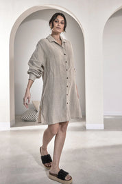 Linen Shift Dress - Natural