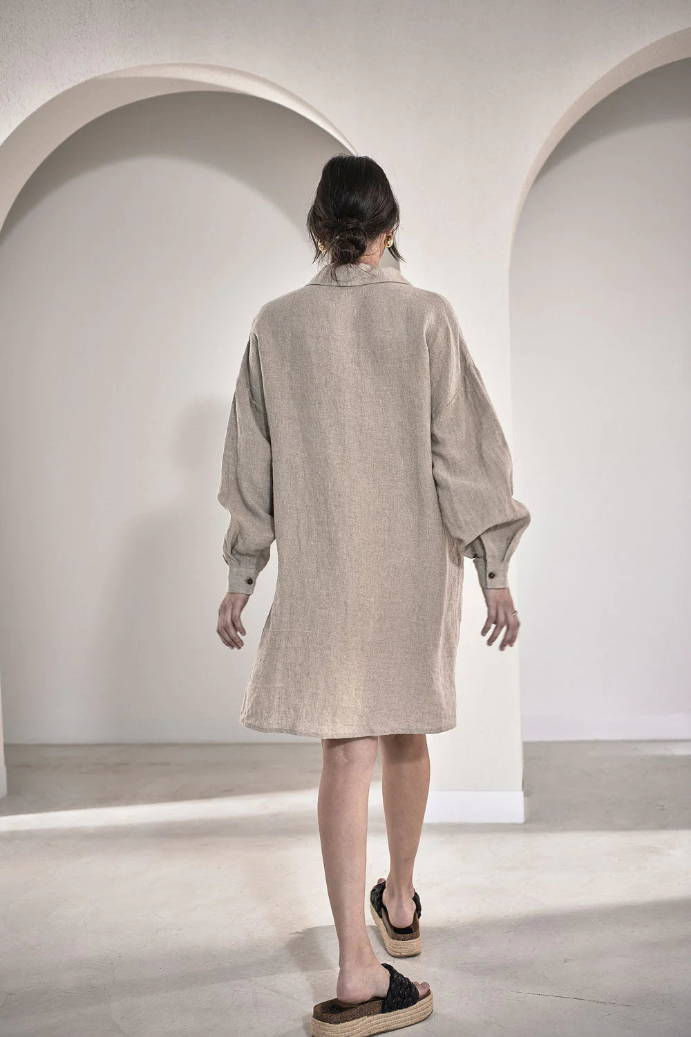 Linen Shift Dress - Natural