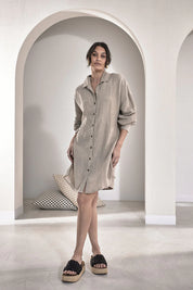 Linen Shift Dress - Natural