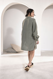 Linen Shift Dress - Pistachio