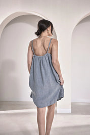 Linen Slip Dress - Blue