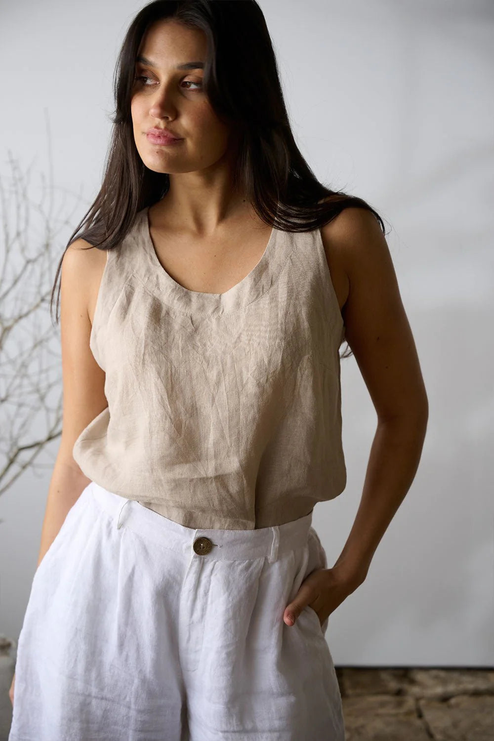 Linen Tank - Natural