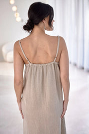 Midi Linen Slip Dress - Natural