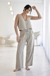 Wide Leg Linen Pant - Natural