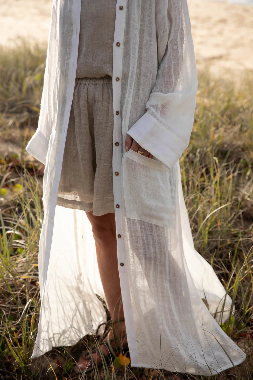 Desert Linen Duster - Off White