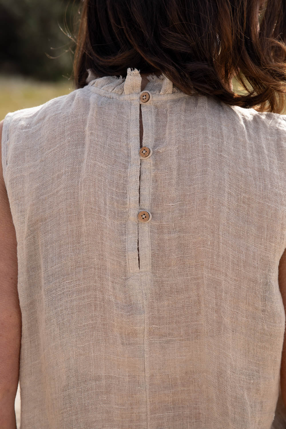 Nadia Linen Top - Natural