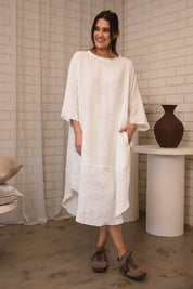 Eadie Malle Linen Dress - Carter Off White W/ Natural