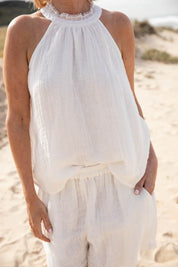 Ava Linen Top - Off White