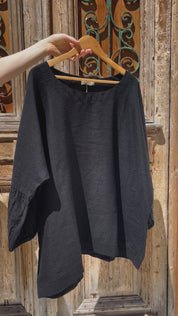 Ottana Top - Black Linen PS