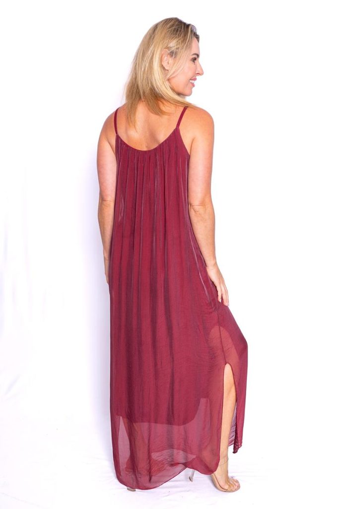 Adelina Silk Dress - Bordeaux