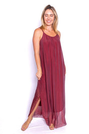 Adelina Silk Dress - Bordeaux